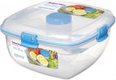 Sistema To Go Salad Max - Saladebox met verdeelschaal, bestek en dressingpotje - 1,63L blauw
