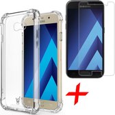 Hoesje voor Samsung Galaxy A5 (2017) Siliconen Hoesje met Versterkte Rand Shock Proof Case + Tempered Glass Screenprotector Transparant iCall