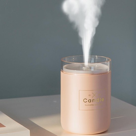 Kaars Olie Diffuser Roze - Water verdamper met geur - Candle shape diffuser  -... | bol.com