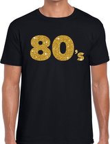 80's gouden glitter tekst t-shirt zwart heren - Jaren 80/ Eighties kleding XL