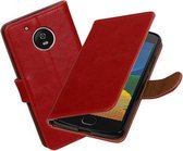 BestCases.nl Rood Pull-Up PU booktype cover Motorola Moto G5