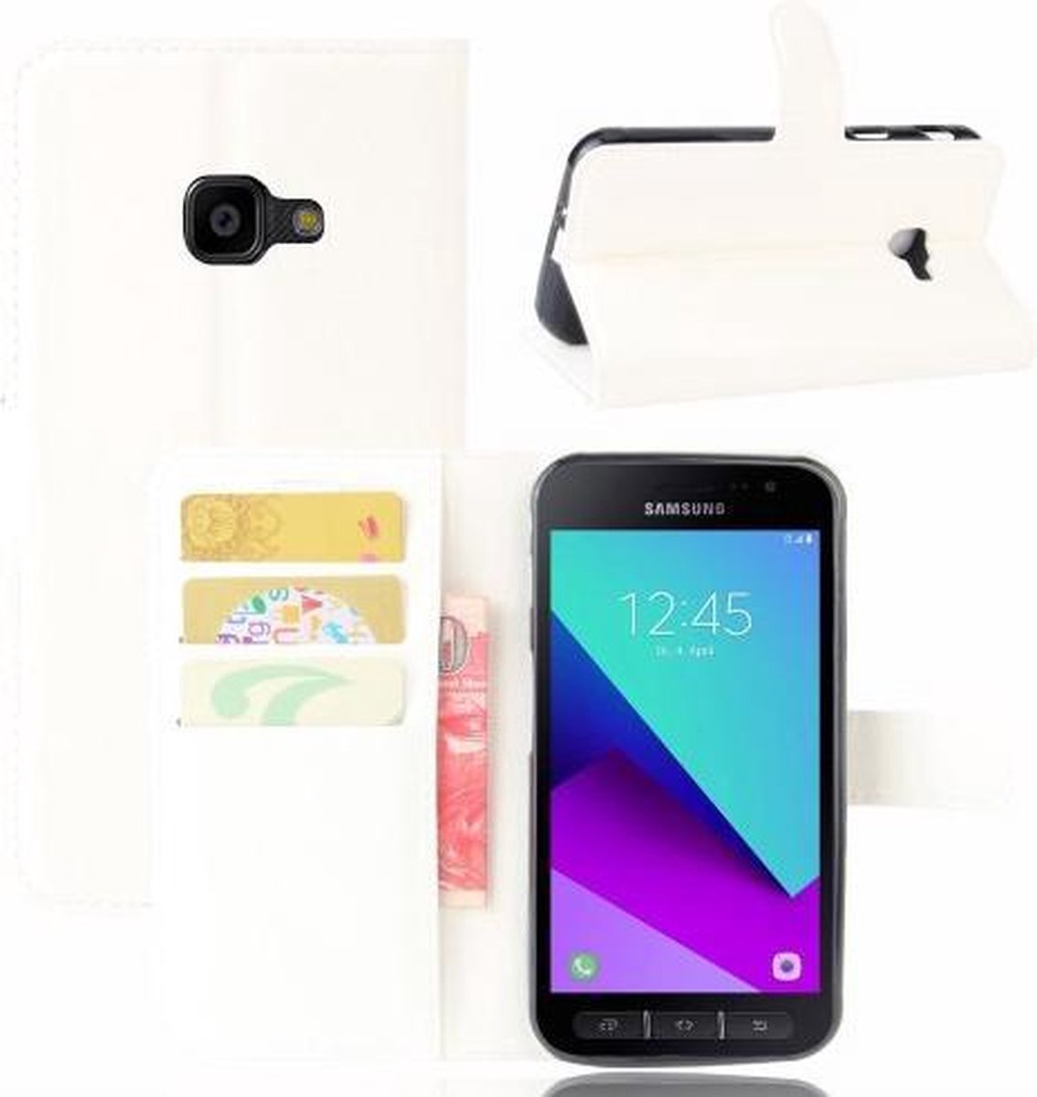 Samsung Galaxy Xcover 4 Hoesje Wit met Opbergvakjes