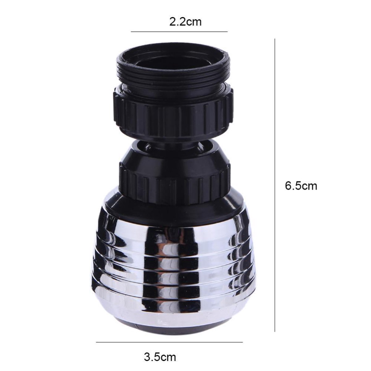 Waterbesparende zeef straalregelaar, beluchter, sproeier, 360 ° draaibare wastafelkraan, mengmondstuk 2 stralen, voor keukenspoelbak, badkamer (Maat : 165mm/6.49in