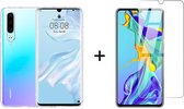 Huawei p30 hoesje siliconen case hoes hoesjes cover transparant - 1x Huawei P30 Screenprotector