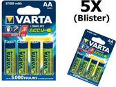 20 Stuks (5 blisters a 4 stk) - Varta Oplaadbare Battery AA 2100mAh 56706