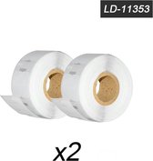 2 x  11353 Compatible Labels Rols voor LabelWriter & Seiko Label Printers / 24mm x 13mm / 1000 Labels per Rol
