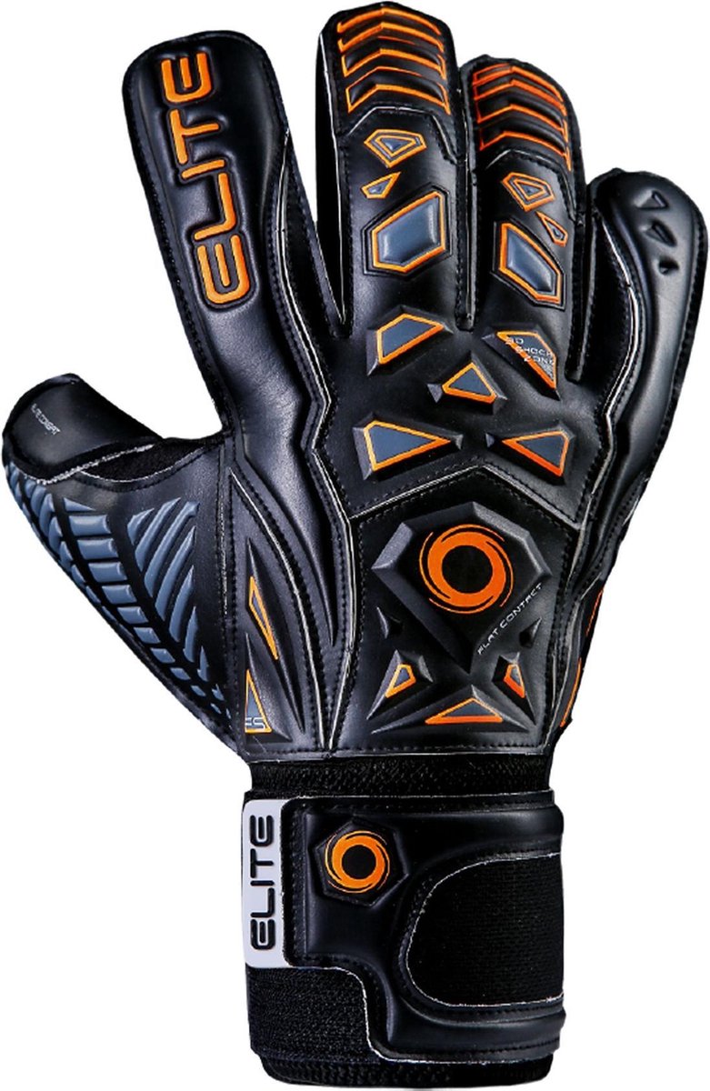 Elite Keepershandschoenen - Maat 5 Volwassenen - zwart/ grijs/ oranje
