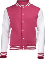 AWDis Varsity jacket, Hot Pink/White, Maat XS