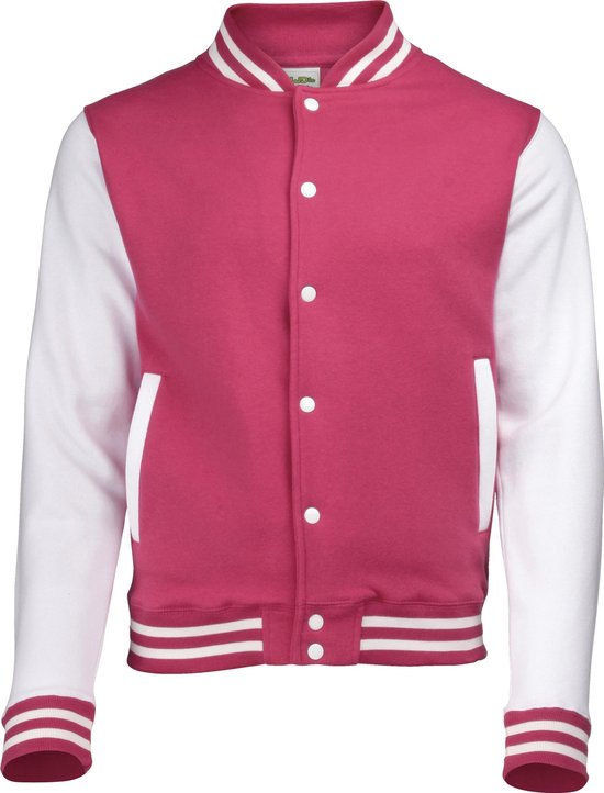 AWDis veste Varsity, Pink Hot / White taille XS