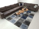 Flycarpets  Talamone Vloerkleed - 200x290cm - Geblokt - Blauw