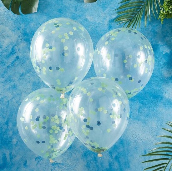 Tien jaar Gedrag Toevlucht 5 latex doorzichtige groene confetti ballonnen - Ginger Ray | bol.com