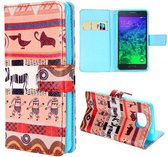 Samsung Galaxy Alpha - Flip hoes cover case - PU leder - TPU - Animals