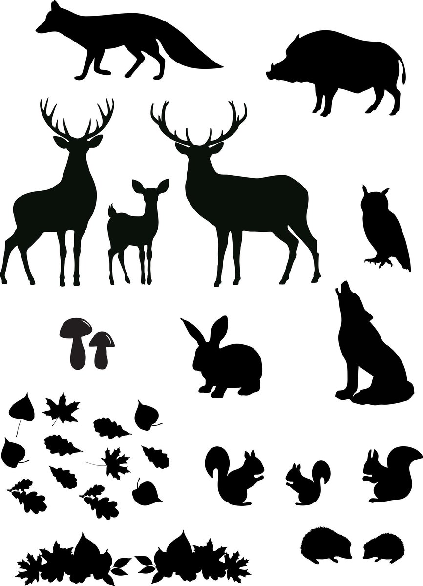 Herbruikbare raamstickers - statische raam stickers - Uitbreidingsset stickers Bosdieren, HERBRUIKBAAR