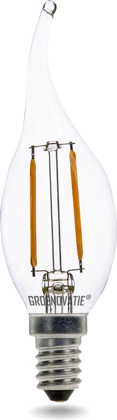 Groenovatie LED Filament Kaarslamp - 2W - E14 Fitting - Extra Warm Wit - 118x35 mm - Dimbaar