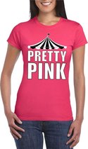 Pretty in Pink shirt roze met witte letters voor dames M