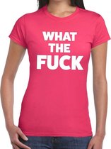 What the Fuck tekst t-shirt roze dames XL