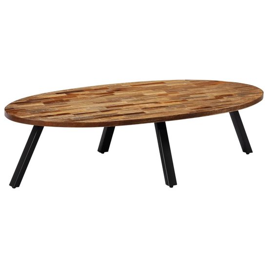 Salontafel tafel ovaal lage tafel hout bruin metaal zwart 120x60x30cm |  bol.com