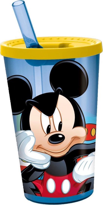 Stor Drinkbeker Met Rietje Mickey Mouse Geel/blauw 450 Ml | bol.com