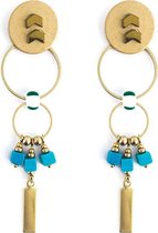 OORBELLEN MET KRALEN VAN TURQUOISE - TURQUOISE  - N19SS052 - ZATTHU JEWELRY