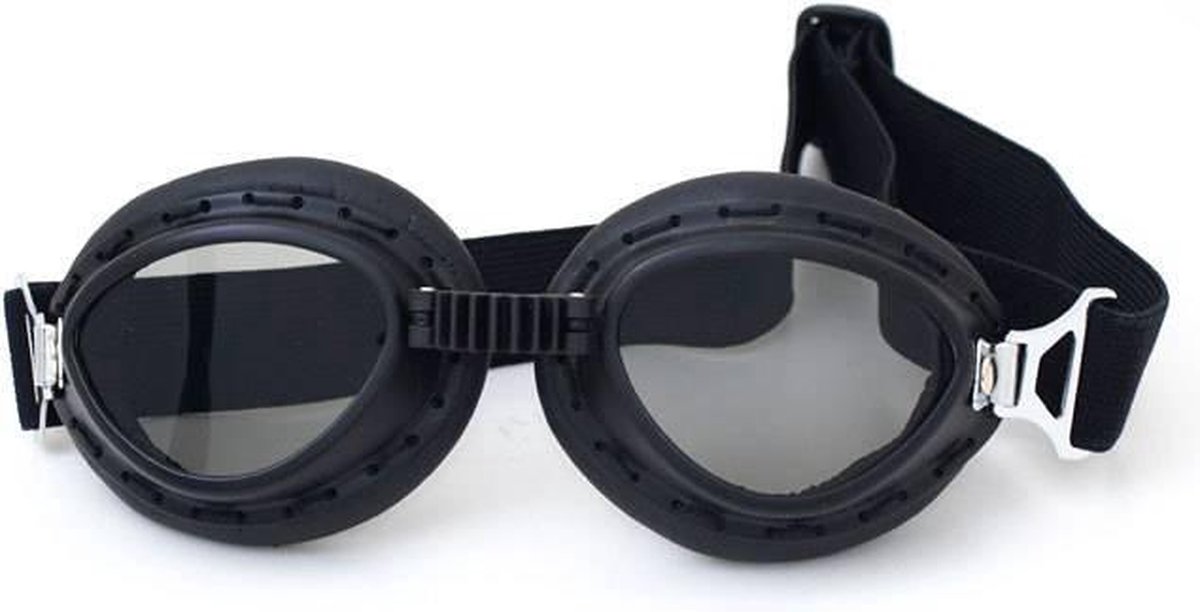 Zwarte steampunk motorbril donker glas