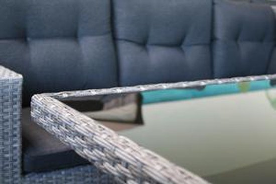 Loungeset - DINING rattan GREY tafelblad in gehard glas | bol.com