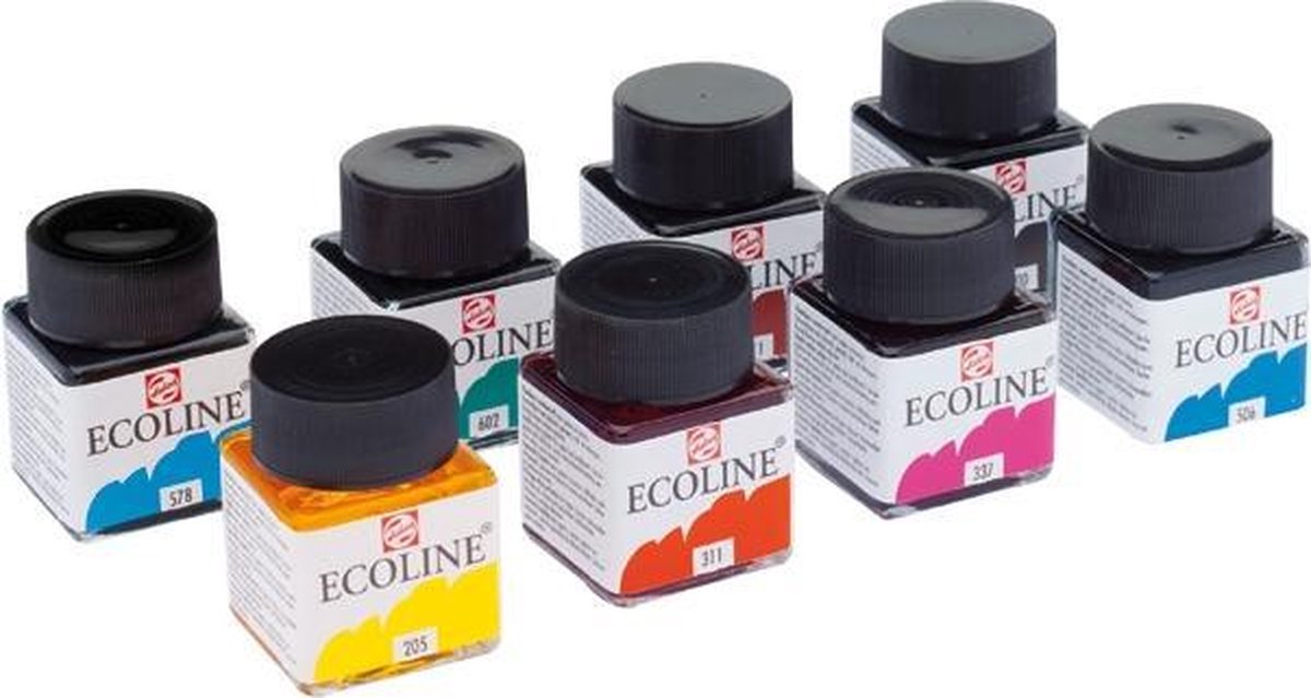 Dochter satire Dwars zitten Ecoline set 8 kleuren 30 ml flacons vloeibare waterverf | bol.com