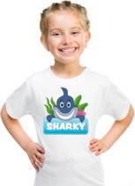Sharky de haai t-shirt wit voor kinderen - unisex - haaien shirt M (134-140)