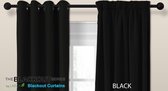 Larson - Luxe effen blackout gordijn - met haken - 3m x 2.5m - Zwart
