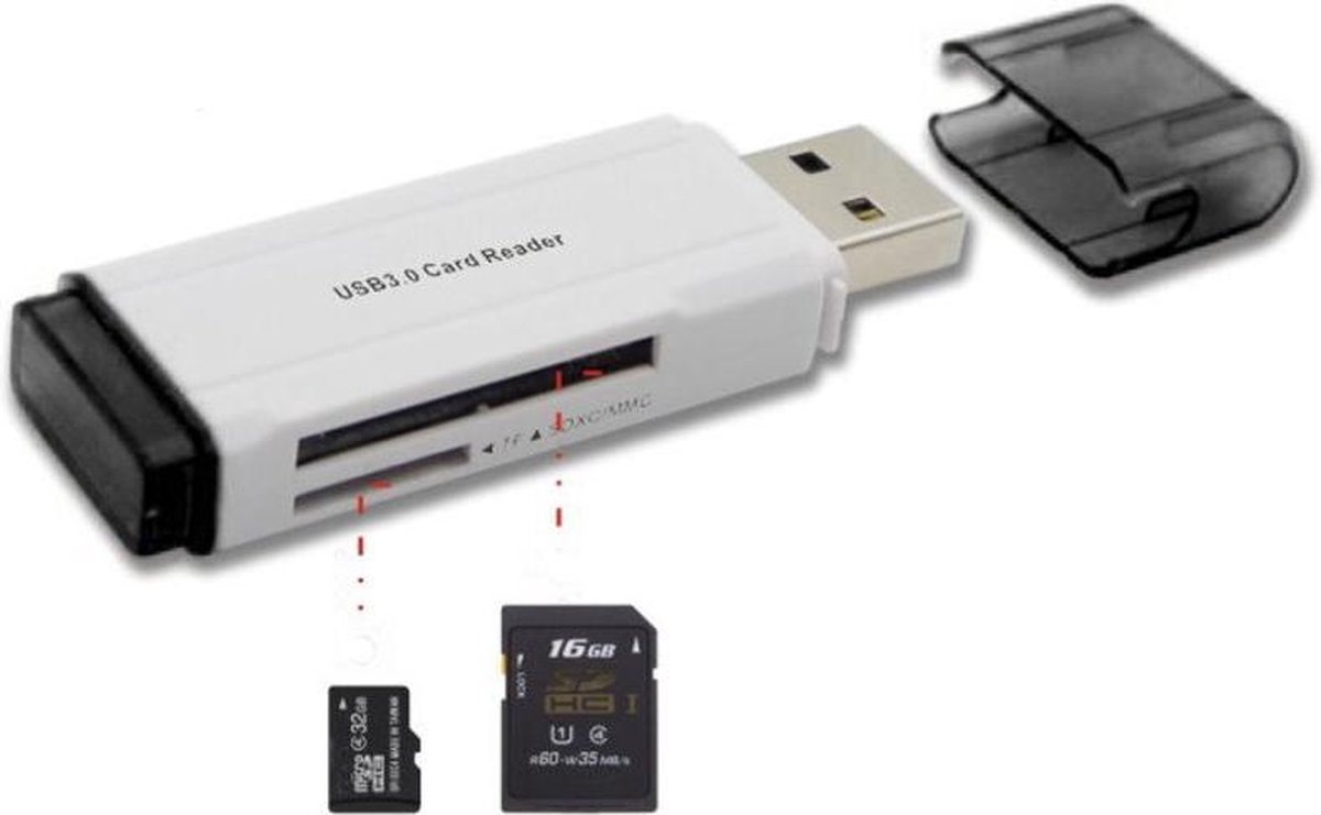 Supersnelle USB 3.0 Multi Card Reader - Plug & Play - Voor Micro SD / SD / MMC / TF Kaart Lezer -  Kaartlezer / Geheugenkaartlezer / Cardreader - Compatibel Met Windows & Mac OS - AA Commerce