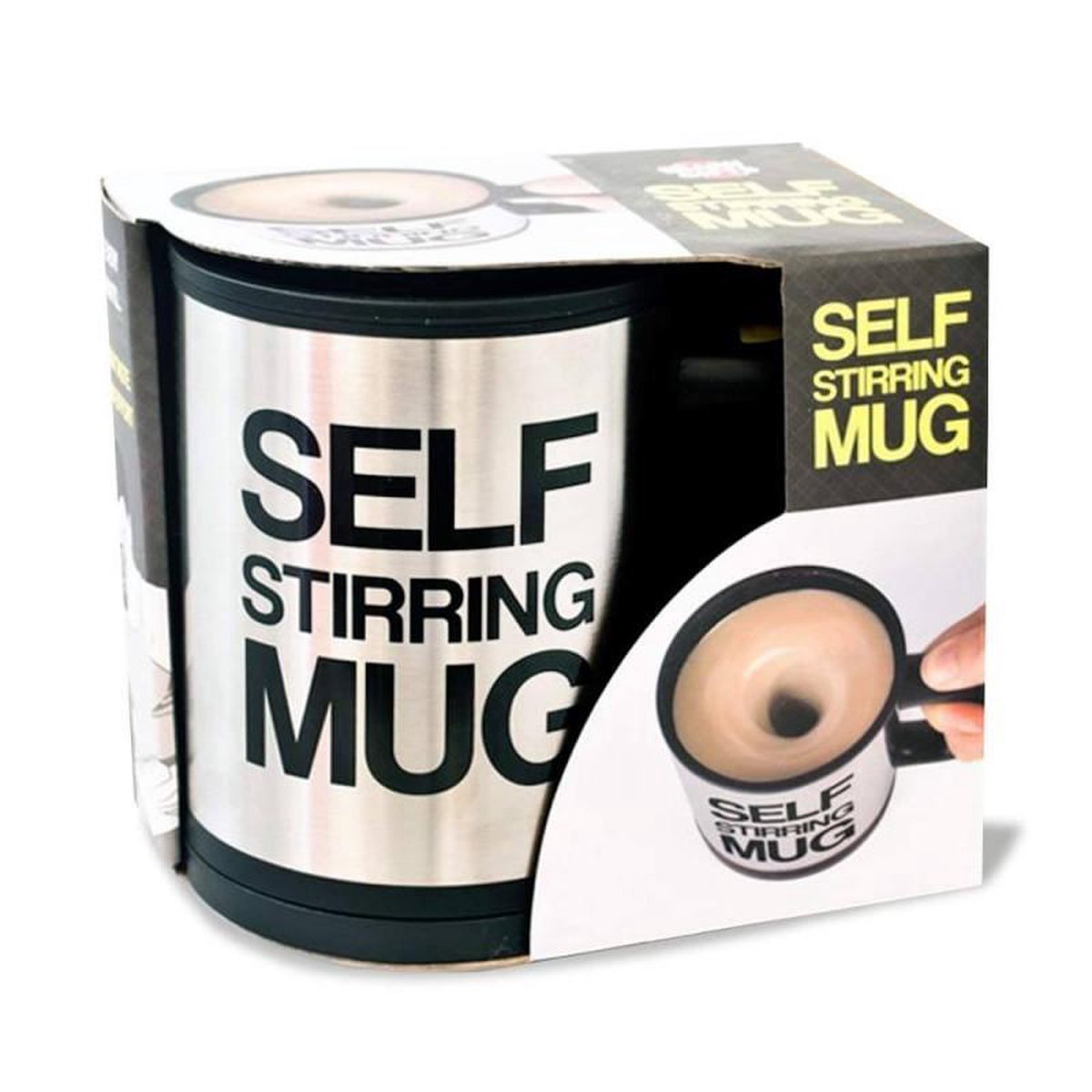 Lazy Zelfmengbeker van roestvrij staal, elektrische koffiemok, 380 ml, wit