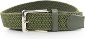 Groen - Elastische Comfort Riem - Totale lengte 120 cm - Gevlochten - 100% Elastisch - Nikkelvrije Gesp - Safekeepers