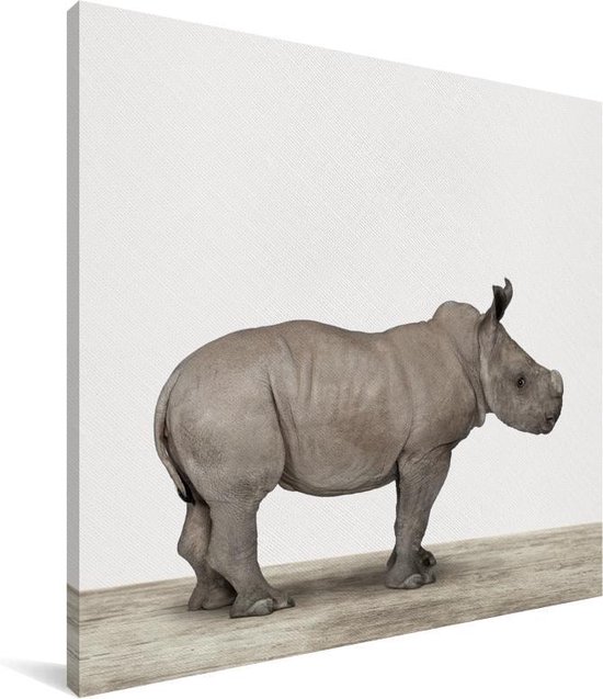Rhino animal print nursery Canvas 20x20 cm - Tirage photo sur toile (Décoration murale salon / chambre)