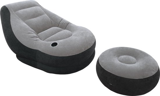 Intex Lounge Stoel - Ultra - Opblaasbaar - Grijs/zwart | bol.com
