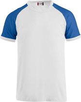 Clique Raglan-T Wit/Kobalt maat XL