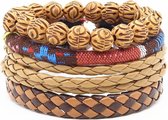 Bracelets Montebello Cagla - Homme - cuir - Perles - Corde - 4 parties - 20-23 cm