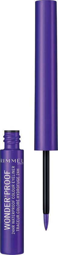 Open paarse Rimmel Wonder'proof eyeliner pen met applicator.