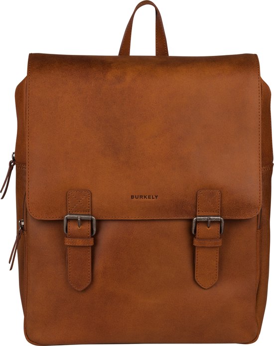 BURKELY On The Move Backpack 14'' Zipper Inclusief Powerbank - Rugzak - Cognac