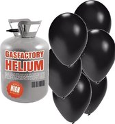 Halloween Helium tank met 50 zwarte ballonnen - Zwarte - Heliumgas met ballonnen voor een Halloween thema