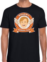 Zwart Koningsdag Willem drinking team t-shirt heren -  Koningsdag kleding M