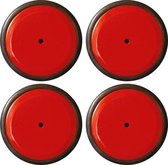 DW4Trading® Massief houten wielen met rubber rand  set van 4 stuks rood