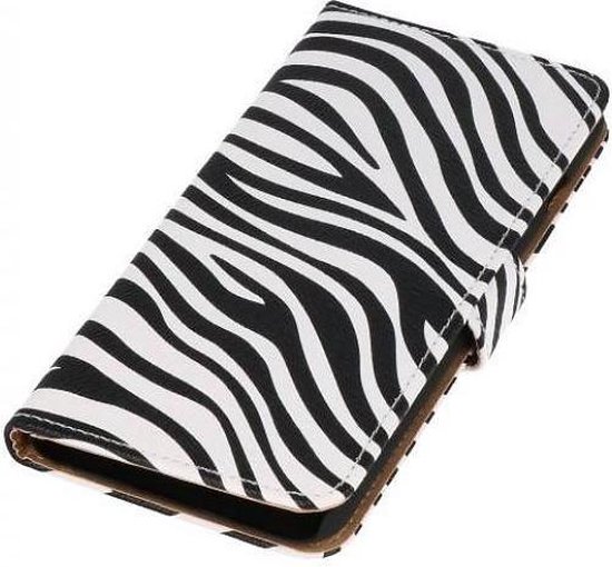 Zebra Bookstyle Wallet Case Hoesjes Geschikt voor Huawei Ascend G630 Wit