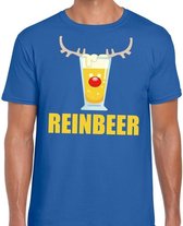 Foute Kerst t-shirt Reinbeer blauw voor heren 2XL