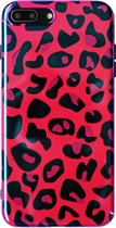 Luxe Cover voor Apple iPhone 7  Plus - iPhone 8 Plus met Tijger Luipaard print - Glossy soft case - hoogwaardig TPU - roze zwart paars hoesje