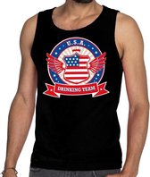 Zwart USA drinking team tanktop / mouwloos shirt heren S