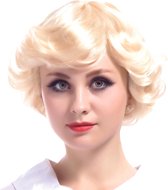 Vegaoo - Korte gekrulde blonde vintage pruik voor vrouwen - Blond - One Size