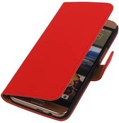 HTC One Me Effen Rood Bookstyle Wallet Hoesje - Cover Case Hoes