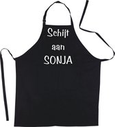 Mijncadeautje Schort - Schijt aan Sonja - grappige - leuke Keukenschort - Zwart