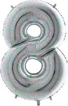 Folieballon cijfer '8' holograph (100cm)