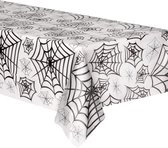 Halloween tafelkleed met zwarte spinnenwebben - Feestdecoratievoorwerp