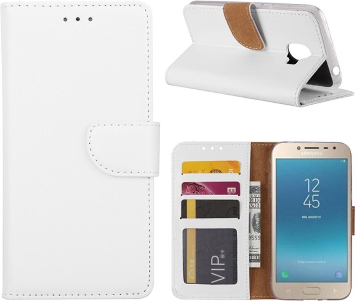 Telefoonhoes Geschikt voor: Samsung Galaxy J2 Pro (2018) J250 portemonnee hoesje - Wit